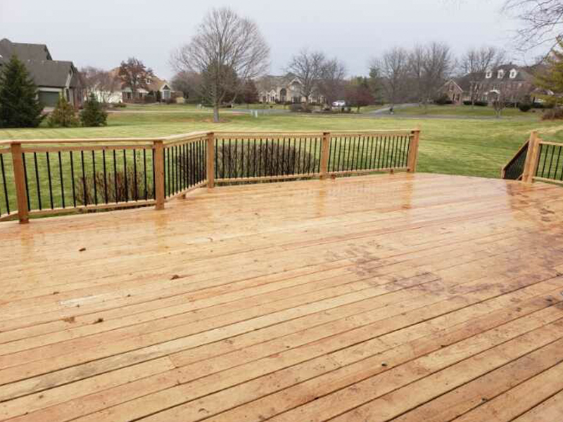 Wood deck with black balusters in Naperville, IL